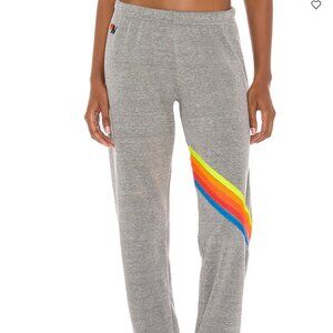 Aviator Nation Chevron Sweatpant, Size XL Heather Grey & Neon Rainbow